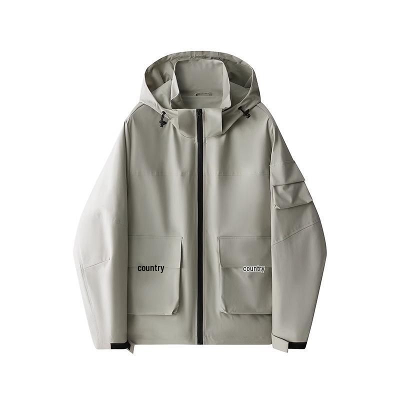 Mountain Series Herren Windjacke mit Kapuze: Herbst/Winter Lässige Workwear im amerikanischen Stil, Trendige Mehrfach-Taschen-Jacke