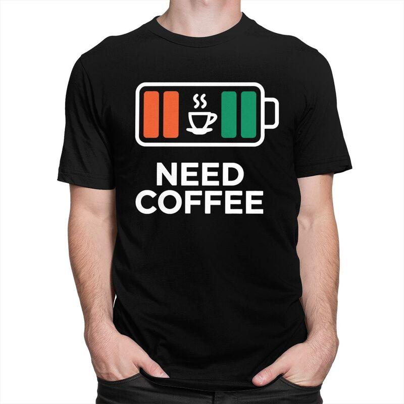 Custom I Need Coffee T Shirt for Men 100 Cotton Tshirt Tee Short Sleeves Tshirt Loose Fit