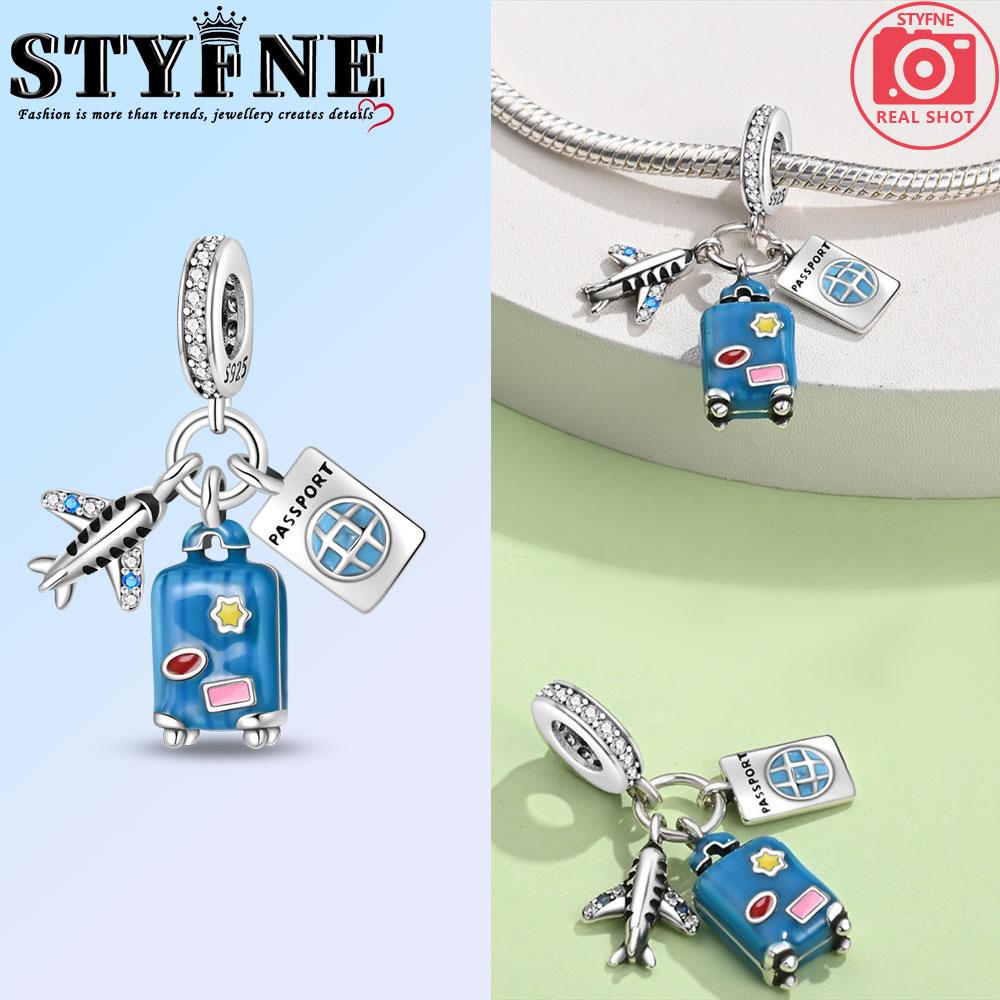 Copper Fashion Colorful Travel Luggage Charms Beads Fit Original Bracelets Diy Anniversary Jewelry For Wome