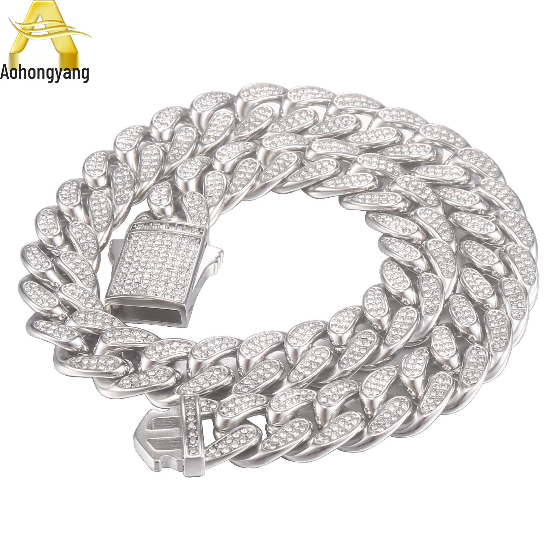 

Ретро Нержавеющая и Титановая Сталь Кубинская Цепь Мужское Хип-Хоп Ожерелье и Браслет Steel 18cm