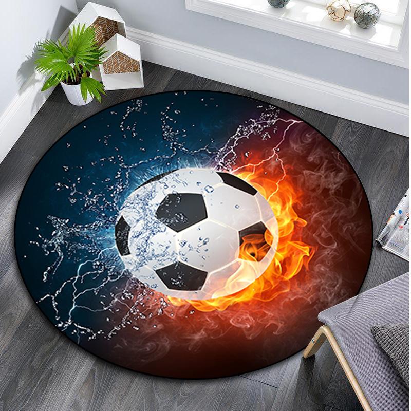 Fire And Water ball Circular Rug - Office Decorative Carpet For Living Room Bedroom Door Mat Floor Rug Computer Chair Area Rug