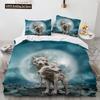 Wolf Duvet Cover Set Black White Wolf Yin And Yang Pattern Wild Animals Comforter Cover King Queen Size For Kid Boys Bedding Set