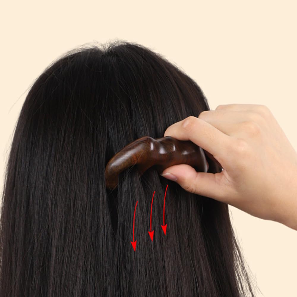 DFsucces Massage Sandalwood Scalp Made of Premium Natural Scalp Meridian for and Comb, Comb, Half-Moon Comb, Massage, Wood, Acupressure, Massage,