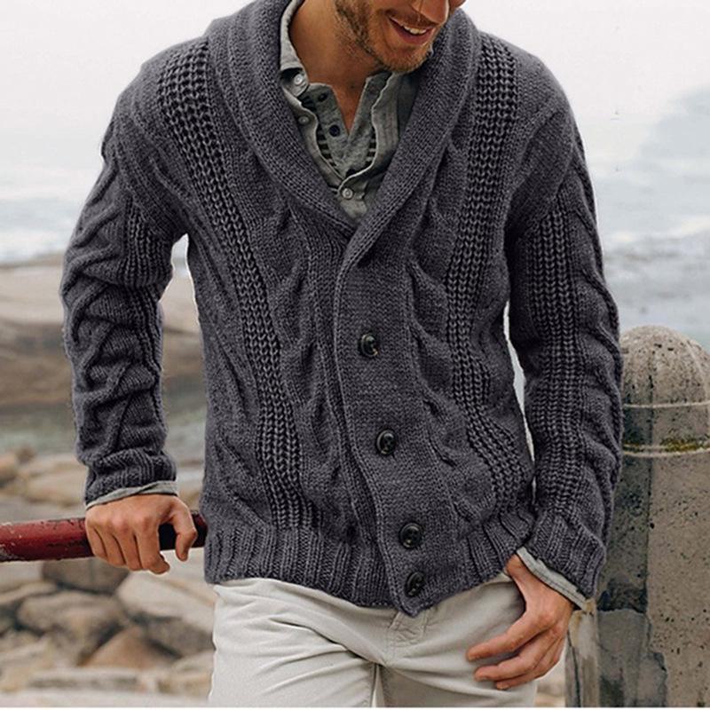 Einreihige Strickjacke für Herren, lockere Passform, große Größe, dicke Nadel, perfekt für Frühling und Herbst.