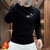 Men's European Light Luxury Printed Hoodie: Autumn/Winter Slim Fit Plus Velvet Top