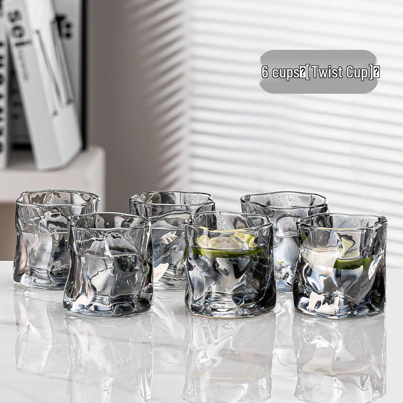 Chaxun Smoky Grey Ribbed Glass Teacups Set