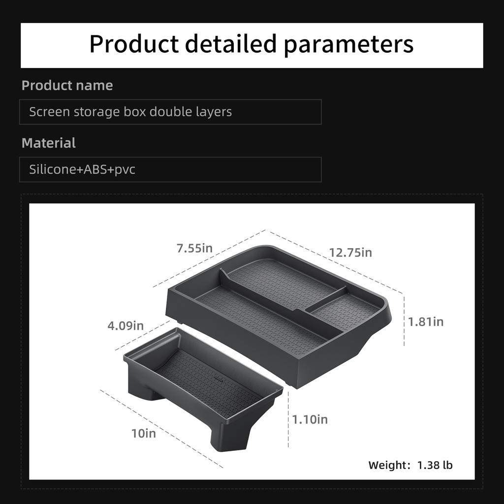Smabee for Tesla Model Y Launch 2025 Juniper Dashboard Storage Tray Car Display Screen Rear Storage Box Tray Accessories Black