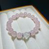 Natural Pink Crystal Bracelet Simple Gentle Pink Crystal Elastic Bracelet for Women, Friendship Jewelry Gift