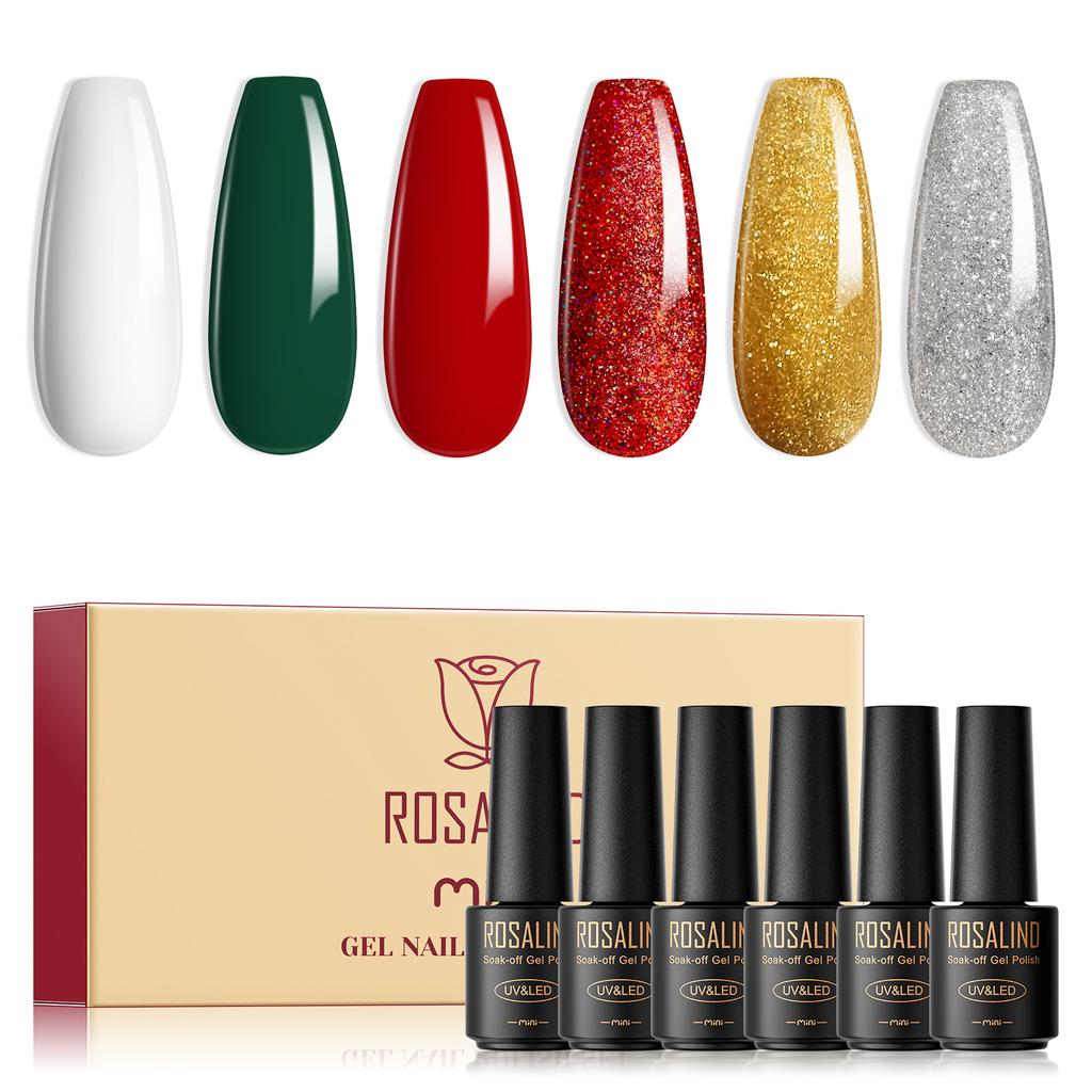 ROSALIND Gel Nail Polish Set 6pcs/Lot Nail Art Gel Polish Semi Permanent Gel Varnish Hybrid Soak Off UV Lamp Base Top Coat Gel Polish Kit