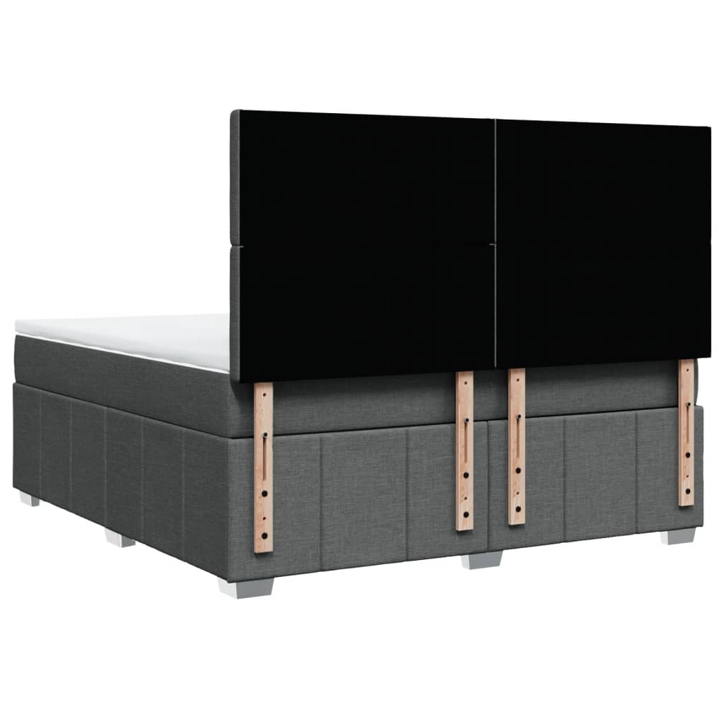 Box Spring Bed with Mattress Dark Grey 180 x 200 cm Fabric