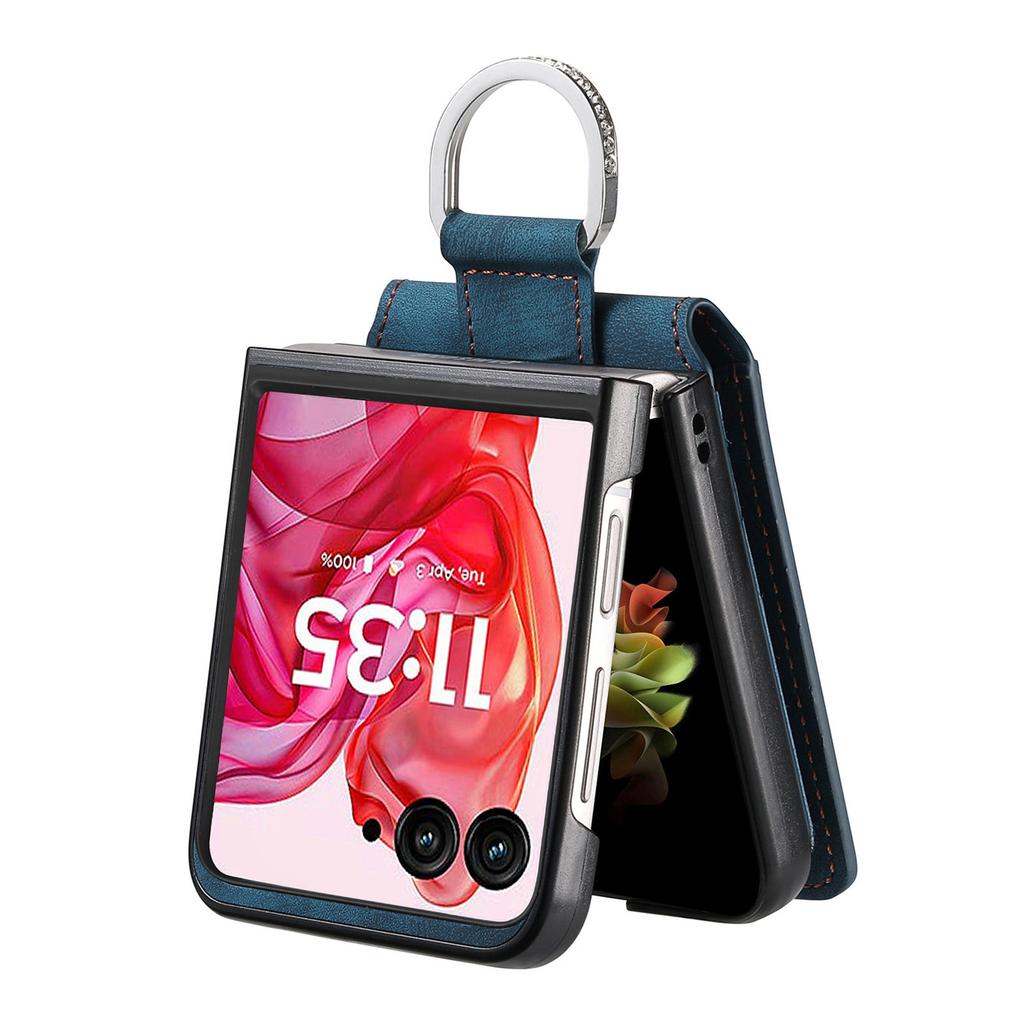 For Motorola Razr 50 Ultra 5G Case Card Holder Kickstand Retro Texture Leather Back Cover