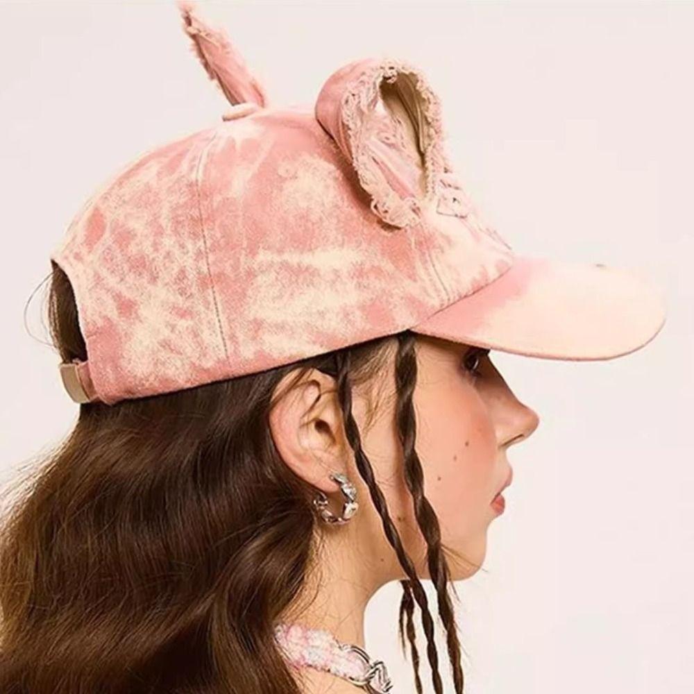 Y2K Distressed Baseball Cap Casual Women's Sun Hat Kawaii Streetwear Hat for Women