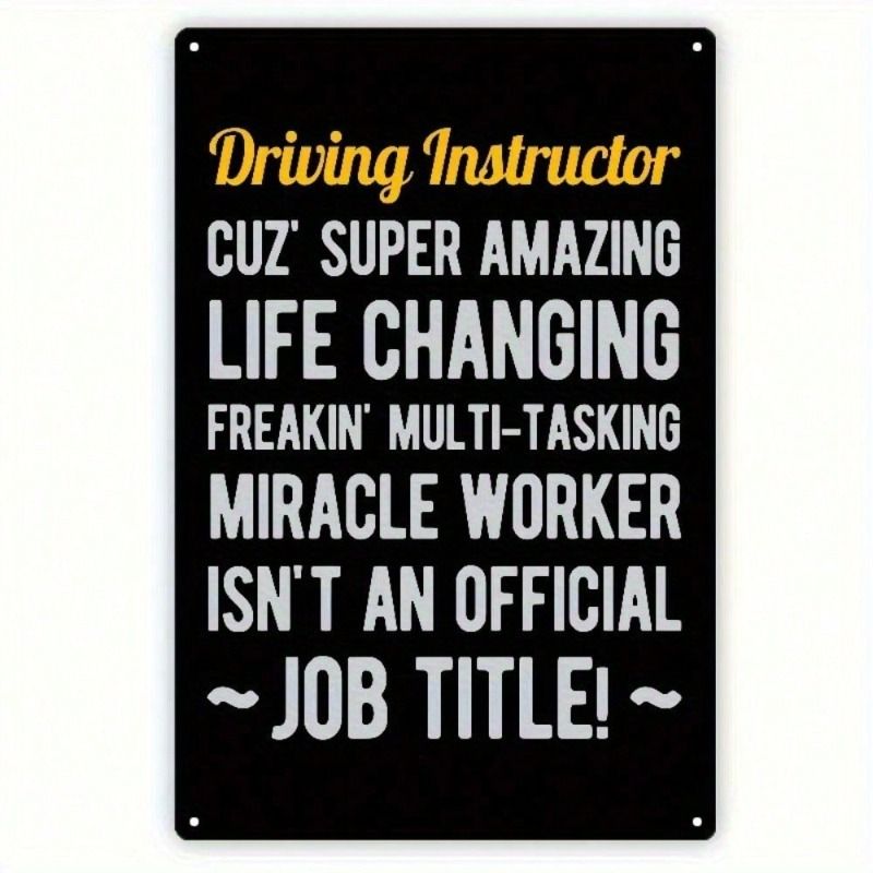 Metal Poster Wall Art Instructor Driving Vintage Tin Sign Garage Decor
