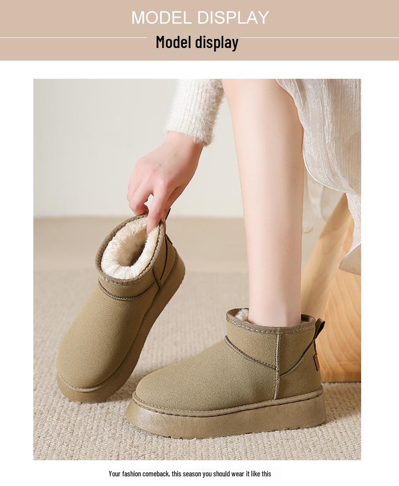 Women's 2023 Fur-Lined Waterproof Snow Boots: Thick Sole & Warm Cotton Design