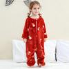 Kids Flannel Onesie Pajamas Cartoon Loungewear Christmas Costume Flannel Sleeping Bag Jumpsuit