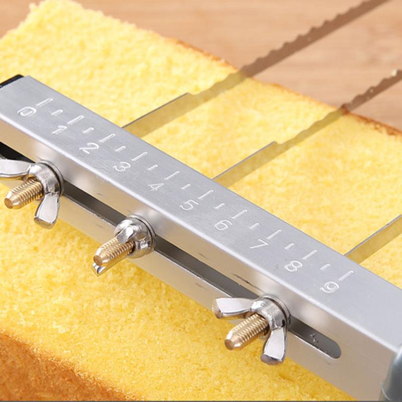 Adjustable Cake Leveler Stainless Steel Cake Cut Slicer 3Blades Cut Saw Diy Butter Bread Divider Pastry Knife Baking Supplies