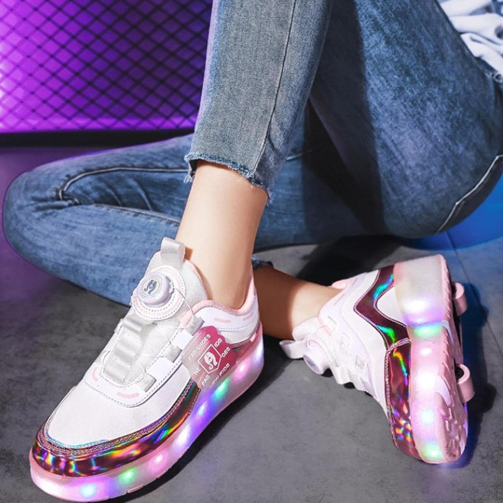 

Детские роликовые коньки модный подарок с двойными колесами для начинающих бегать 22.5cm