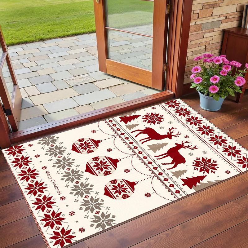 Christmas Printed Square Area Rug Soft Non Slip Floor Carpet For Bedroom Holiday Gift