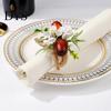 Fall Banquet Decorations Artificial Rosemary Napkin Ring, Wooden Ring Holder with Faux Acorns Harvest Party Supplies Flowers, Autumn Rustic