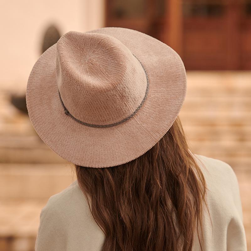 Autumn and winter new men's and women's knitted top hats fleece style fashion hats wide brim design