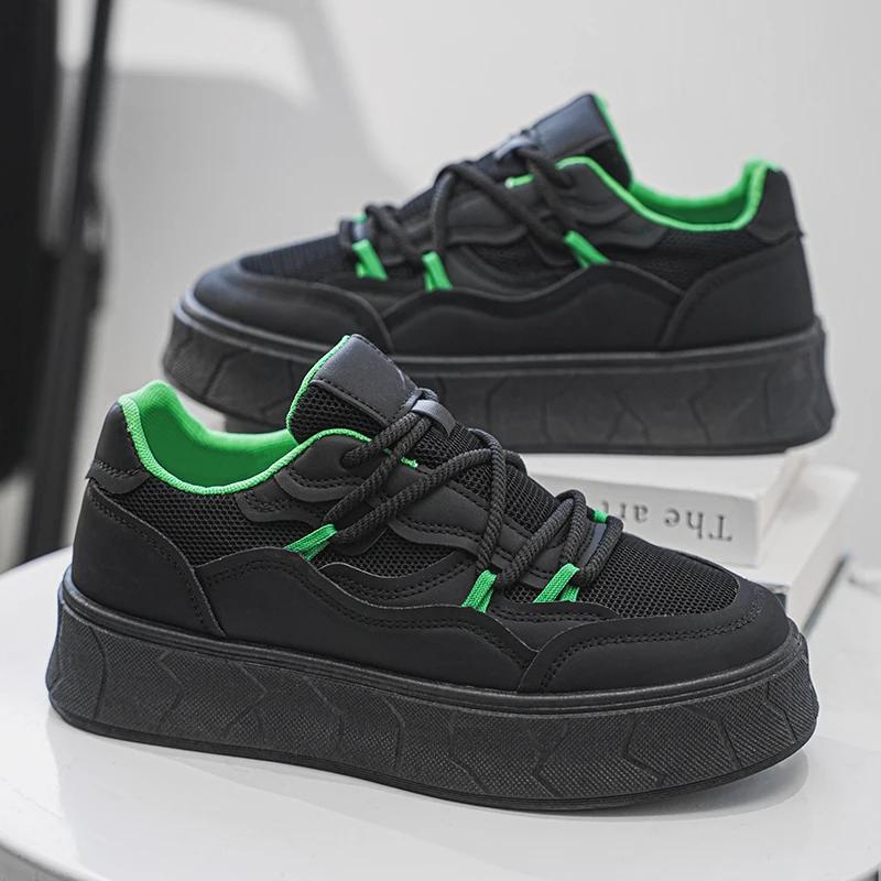 Male Sneakers Skateboard Sports and Leisure Platform Sports Shoes Ventilate Loafers Wear-resistant Soft and Comfortable Fashion