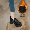 Platform women's new velvet inner height increase small leather shoes small size 3233 thick heel single shoes women