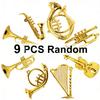 9Pcs Mini Golden Musical Instrument Miniatures 2-7cm, Dollhouse Decorative Accessories, Desktop Ornaments & Xmas Tree  ZSY