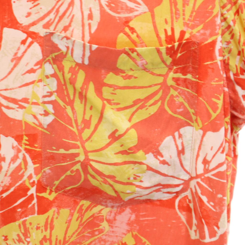 IOLANI 90s Old Leaf Pattern Short sleeve Aloha shirt S Orange series Men's Used