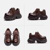 Johnature Plateauschuhe im britischen Stil, Pendlerhöhe, höhenerhöhend, echtes Leder, Schnürschuhe, Damenschuhe