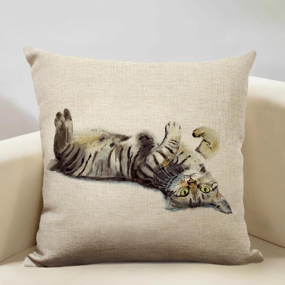 Watercolor Animal Horse Chicken Lizard Cow Antelope Decorative Pillow Case 45x45cm Cushion Cover for Sofa Home Decor