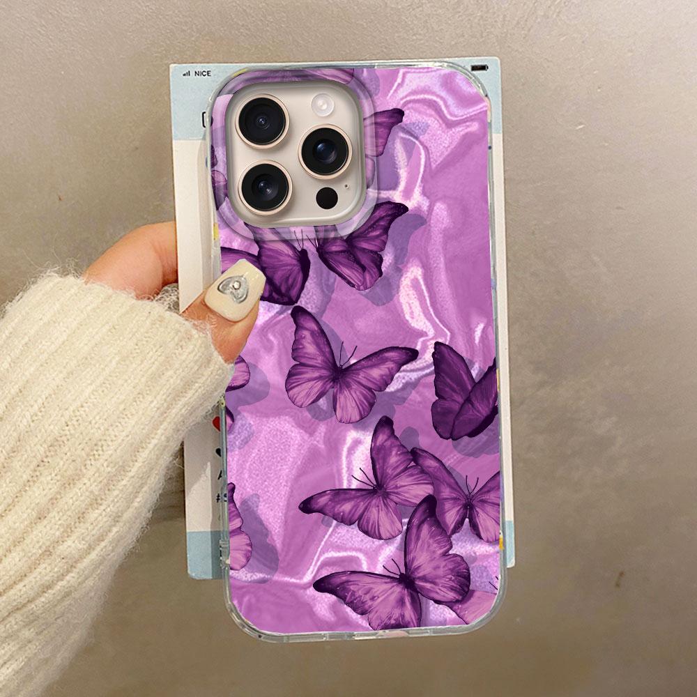 

Чехол для телефона с текстурой «фиолетовая бабочка» и «водная волна» для iPhone 16 15 14 7 8 Plus 13 Pro Max X XS XR SE 2022, силиконовая задняя крышка-накладка iPhone XR белый