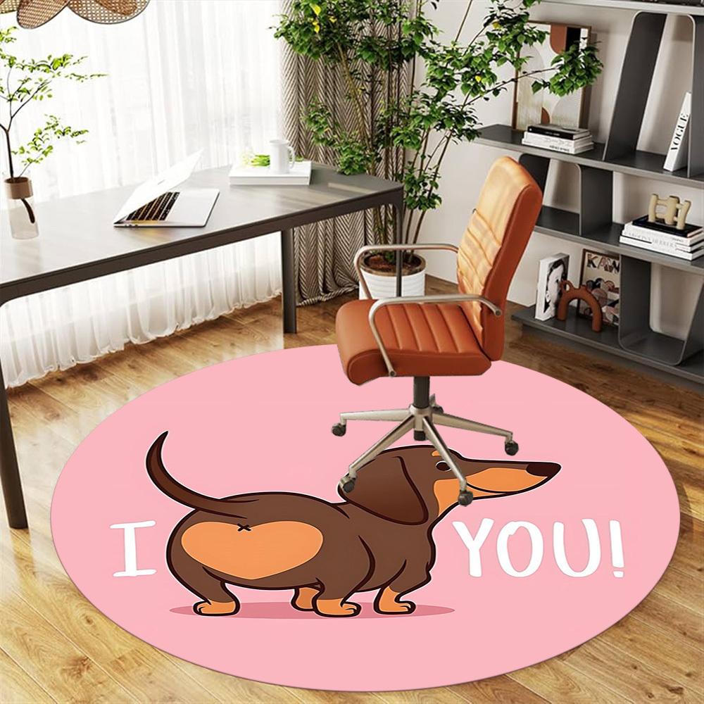 1pc I Love You Round Chair Mat Area Rug - Non-Slip, Floor Mat for Office, Bedroom, and Indoor Decor C1125116