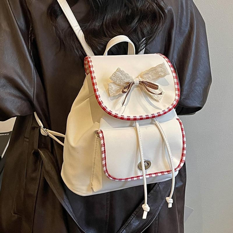 Schoolbag Fashionable Retro Plaid Backpack Women's 1011 New Commuting Versatile Backpack Large Capacity Contrasting Color Small Schoolbag