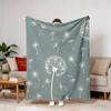 One White Dandelion Print Flannel Blanket, Ultra Soft Comfortable Throw, Lightweight and Durable, Suitable for Sofa, Bed, Travel, and Camping Ideal Gi