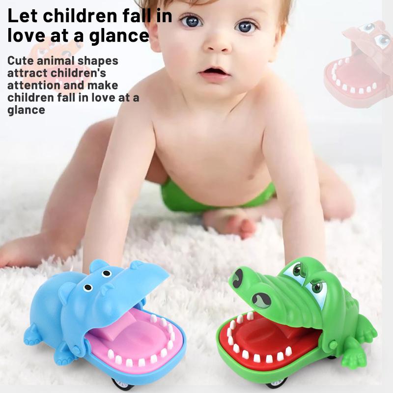 Biting Hand Crocodile Mouth Pull-Back Car Toy Cartoon Hippo Puppy Animal Pull Back Toy Car Press Teeth Bite Fingers Tricky Toy