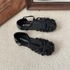 French Hollow Woven Baotou Sandals Women's 2025 New Summer Beautiful Not Tired Feet Roman Sandals Flat Pig Cage Shoes