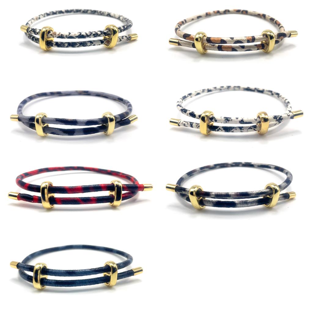 10Pcs Cow Print Leopard Adjustable Bracelet PU Leather Fashion Bracelet Men Women Accessories DIY Jewelry Accessory