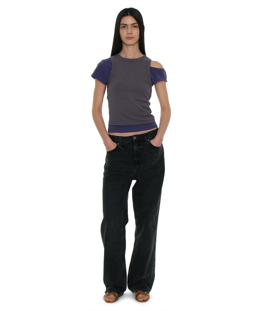 PARTIMENTO WOMEN Pwc (Set) Asymmetrical Double Layered Top_Purple