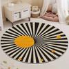 Rustic Stone Pattern Round Area Rug Watercolor Cobblestone Circular Floor Carpet Vintage Welcome Mat for Living Room Decor