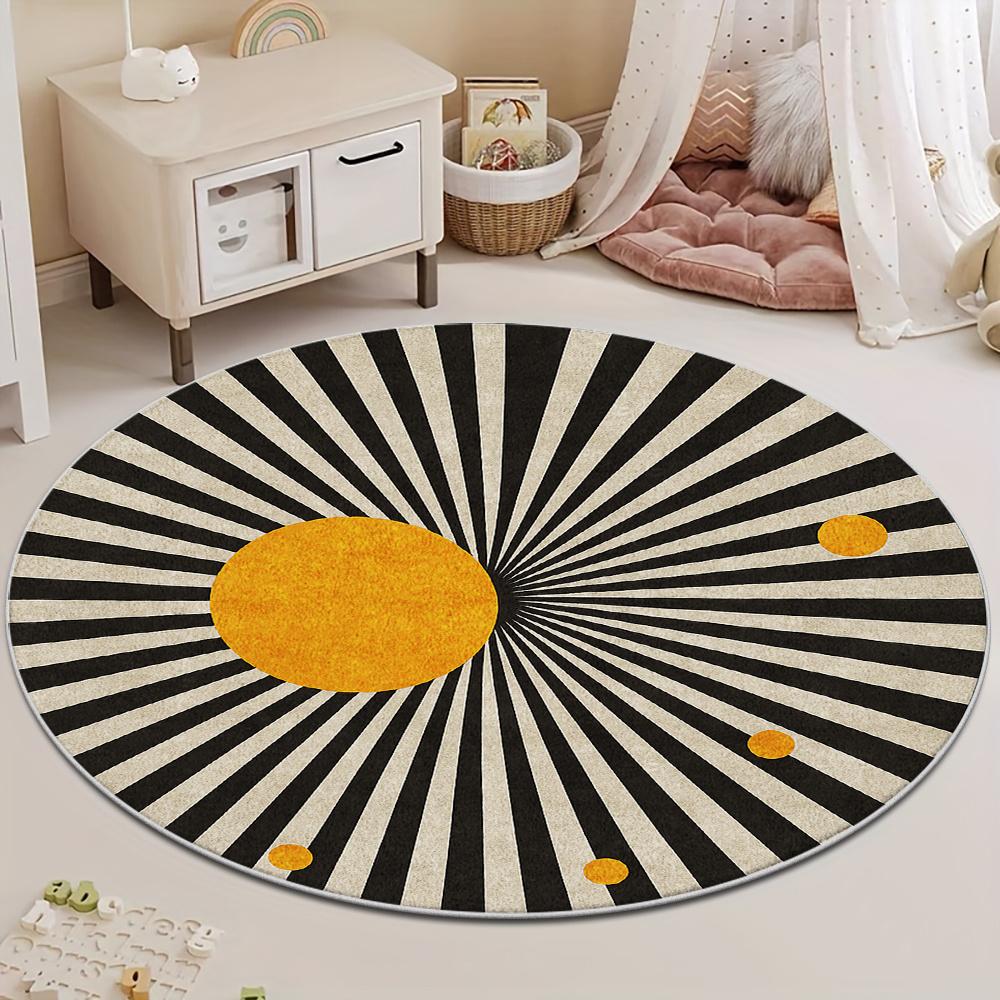 Rustic Stone Pattern Round Area Rug Watercolor Cobblestone Circular Floor Carpet Vintage Welcome Mat for Living Room Decor