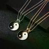 2 bucăți Tai Chi Yin Yang cuplu brățări coliere set pandantiv ajustabil împletitură lant brățară asortat brățări iubit choker