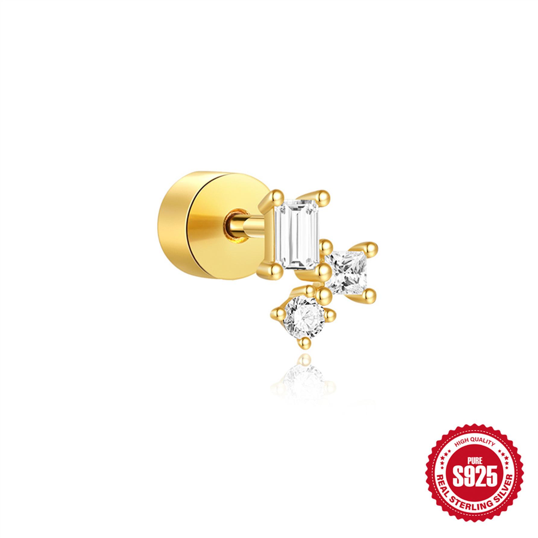 

Серьги-гвоздики для пирсинга хряща из стерлингового серебра 925 пробы, универсальные, геометрические, с бриллиантами, спиральные, с толстым дном, с плоской задней частью, женские