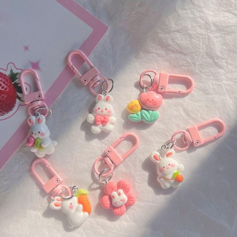 Delicate Rabbit Keychain Charm Accessory Lovely Mini Pendant Cartoon Rabbit Hangings Decoration for Fashion Individuals