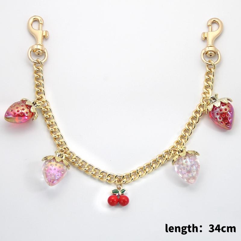 Stylish DIY Bag Chain with Strawberry Cherry Pendant and Detachable Extension for Trendy Bags