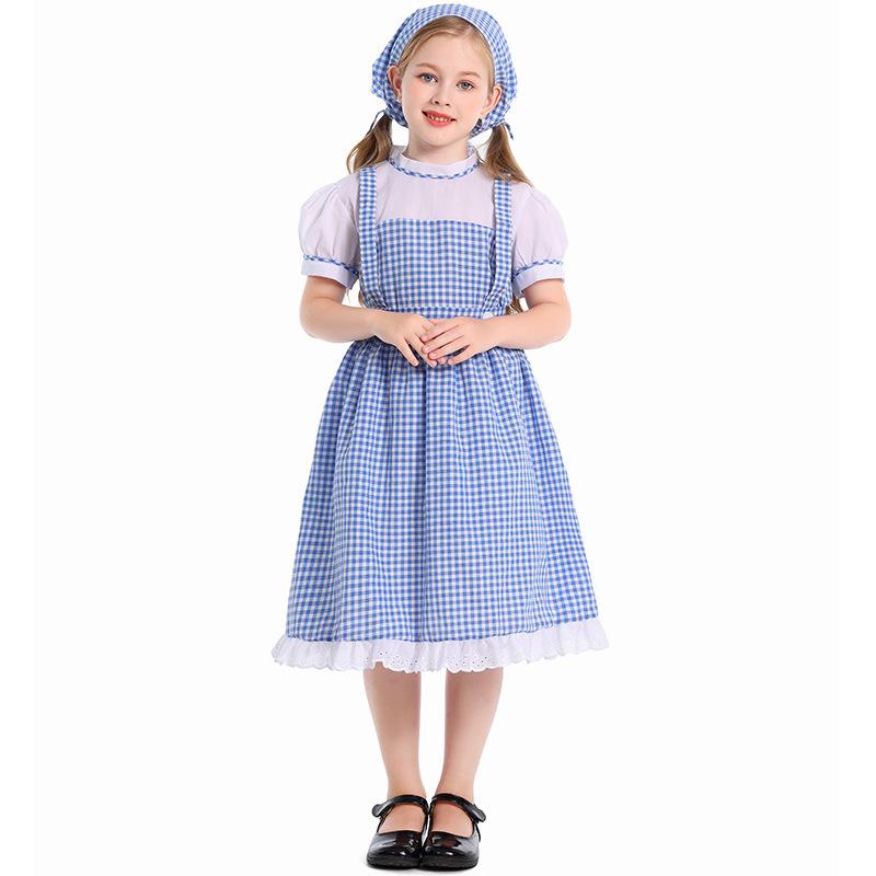 Hildren's Dorothy From The Wizard of Oz Costume Halloween Cosplay Lolita Maid Pastoral Character Shooting Dress