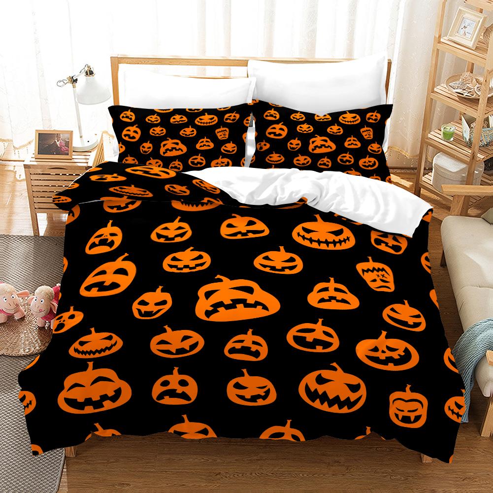 Halloween Pattern - Digital Printed Duvet Kit - Polyester - Bedroom Decoration -1 Bed Cover +2 Pillowcase (no Pillow Core)
