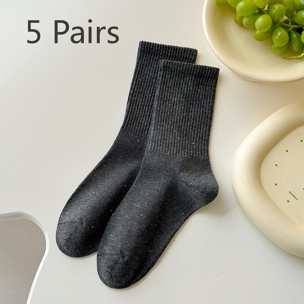 

5 пар женских летних носков до середины икры со свободным носком 5 pairs темно-серого