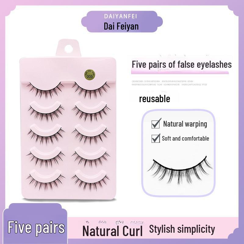 Cartoon Barbie Beginner False Eyelashes - Natural Thick 5 Pairs
