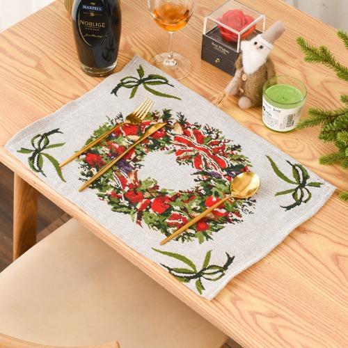 Festive Christmas Knitted Table Mat for Seniors, Unique Knitted Placemat with Christmas Tree Design