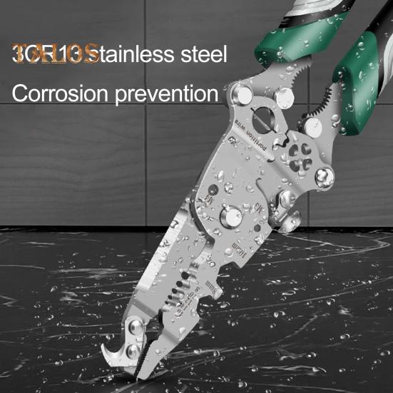 18-in-1 Foldable Wire Stripper Ergonomic Handle Easy To Use Portable Multifunctional Wire Stripper Crimper Cable Cutter Pliers